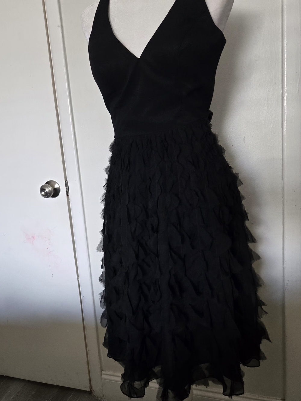 White House Black Market Black Sleeveless V-Neck Midi Dress